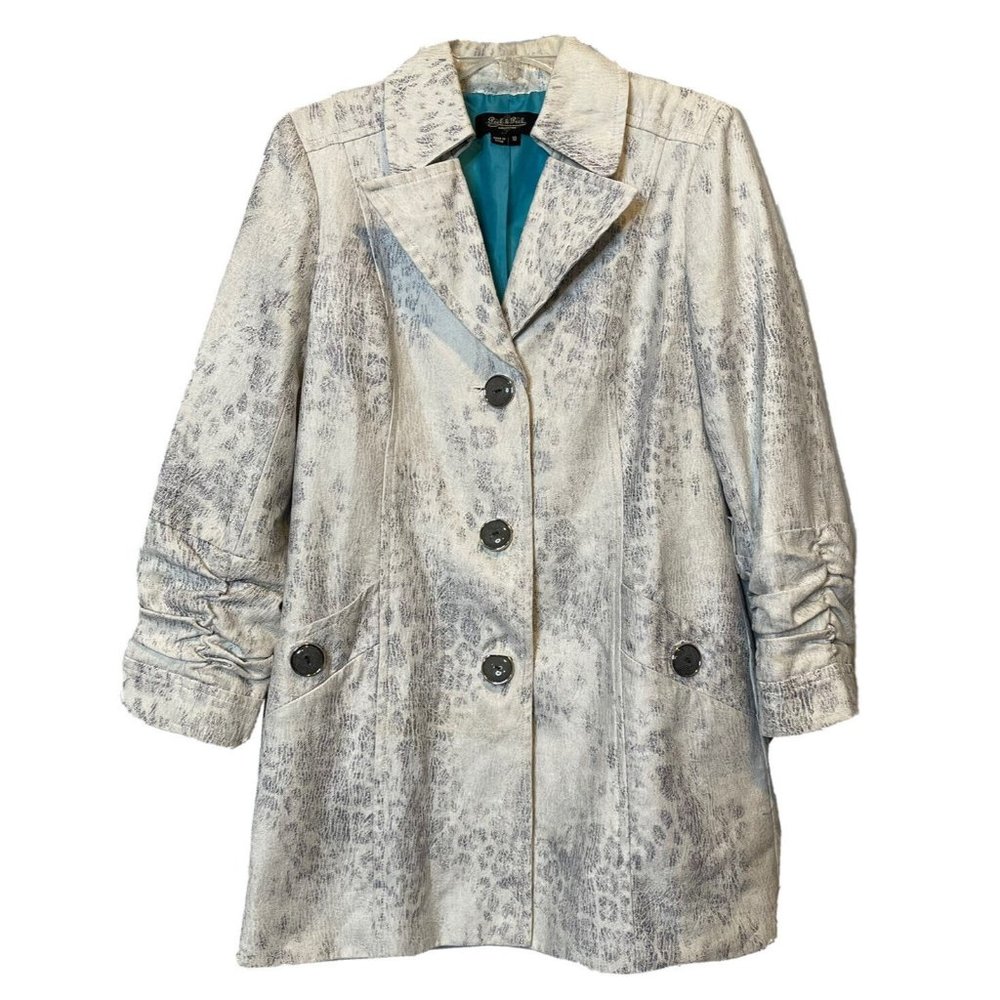 peck and peck womens coat 10 grey animal print heavy gray